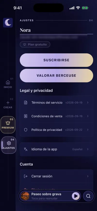 Ajustes con tu nombre convertido en un recuadro de texto, listo para escribir.