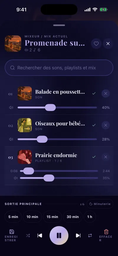 Le mixeur avec la minuterie ouverte : 5 min, 10 min, 15 min, 30 min et 1 h au-dessus des commandes.