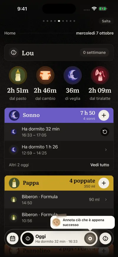 Il tour guidato sulla Home: una carta indica il + rotondo nella barra in basso.