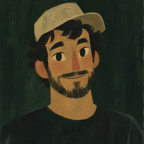 Max G., painted, in a beige cap, facing forward